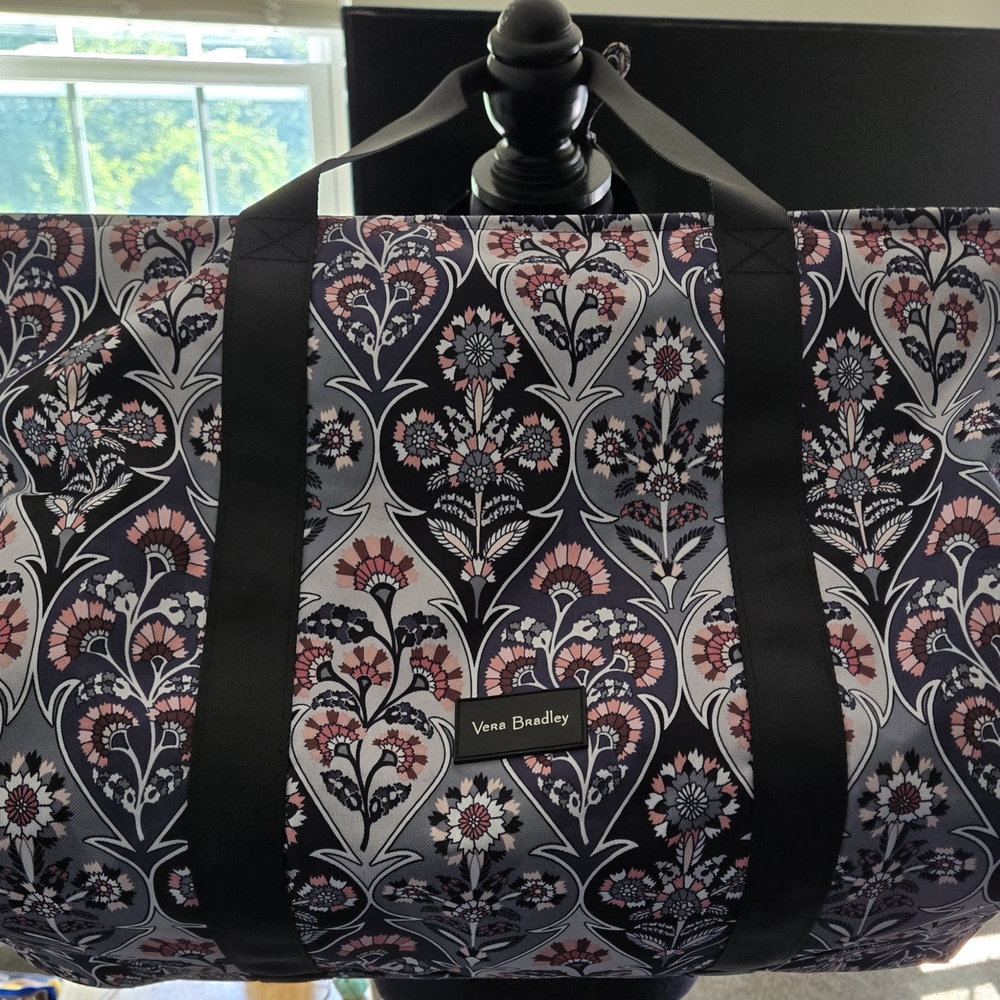 Vera Bradley Black and Pink Damask Tote Bag